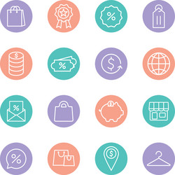 shopping line and block style icon set vector image