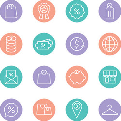 Shopping line and block style icon set vector