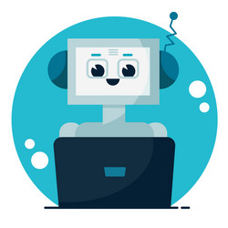 smiling cute robot chat bot support service vector image