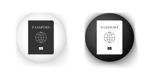 Black and white passport with biometric data icon vector