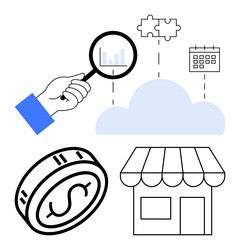 business and analytics concept with magnifying vector image