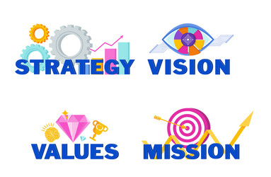 Business vision mission values and strategy vector