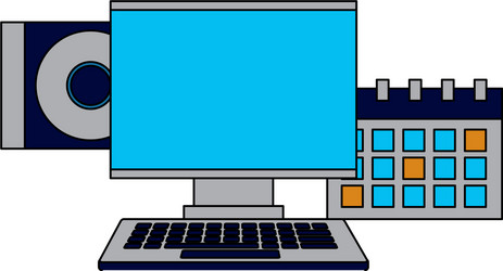 computer monitor calendar compact disk vector image