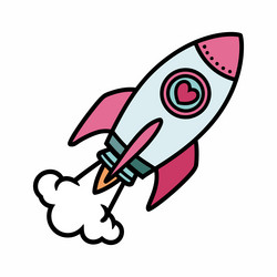 cute rocket with heart design vector image