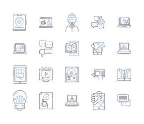 machine learning outline icons collection vector