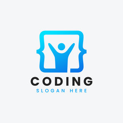 modern computer programming coding logo design vector