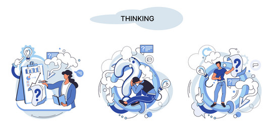 problem solving concept woman wondering vector image