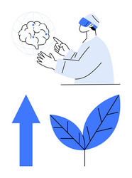 scientist exploring brain connectivity in virtual vector image