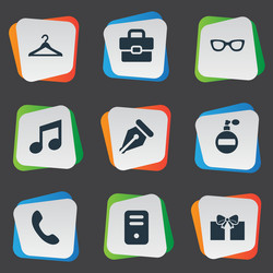 set of simple icons element vector