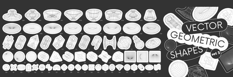 set stickers with different linear form vector image