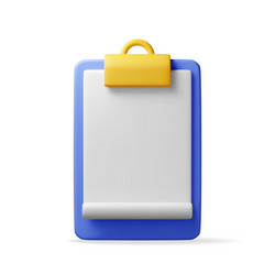 3d clipboard with empty paper sheet isolated vector image