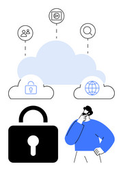 cloud data security concept with encryption user vector image