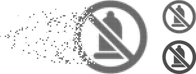 Decomposed pixel halftone condom forbidden icon vector