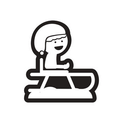 flat icon in black and white child on sled vector