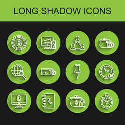 set line computer monitor with dollar symbol vector image