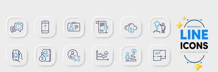 support swipe up and seo analysis line icons vector