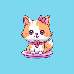 An irresistibly cute 2d cartoon of a chibi cat vector