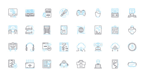 artificial intelligence linear icons set vector image
