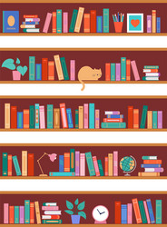 Bookshelf concept a lot of books vector