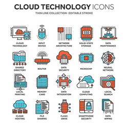 Cloud Technology Icons - Data & Network vector image