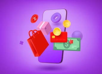 making purchases via mobile application shopping vector image