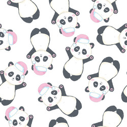 seamless pattern with panda bear in red santas vector image