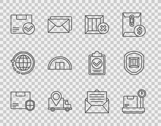 set line delivery security with shield scale vector image