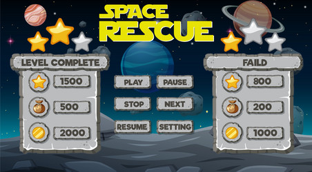 space game background template and elements vector image