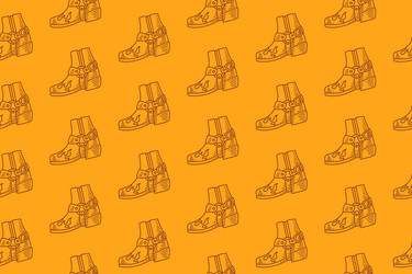 western sheriff boot with fire doodle background vector image
