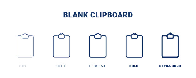 Blank clipboard icon thin light regular bold vector