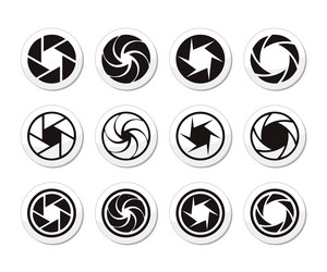 camera shutter icons set or lens icon vector image