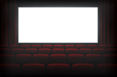 Cinema dark hall with white empty screen vector