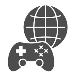 game on network solid icon pad and globe vector image