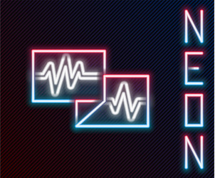 glowing neon line computer monitor with cardiogram vector image
