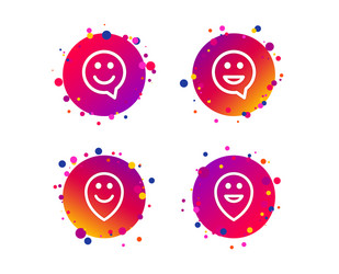 happy face speech bubble icons pointer symbol vector image