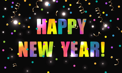 Happy new year poligonal text black background vector