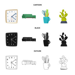 Isolated object furniture and work symbol set vector