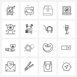 Isolated symbols set 16 simple line icons vector