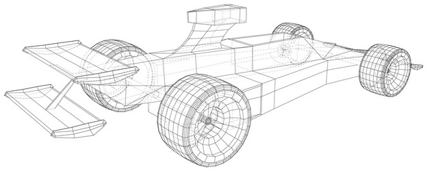 Model speed car wire-frame eps10 format vector