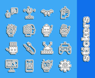 set line robot remote control drone humanoid vector image