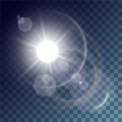 White sun with light effects vector