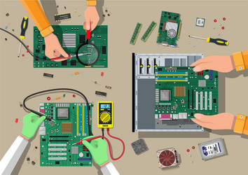 Computer Hardware Components vector image