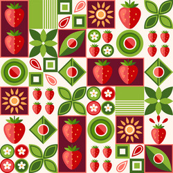 pattern with strawberry abstract geometric shapes vector image
