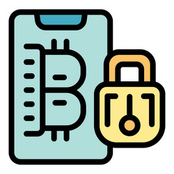 smartphone showing bitcoin symbol with closed vector image