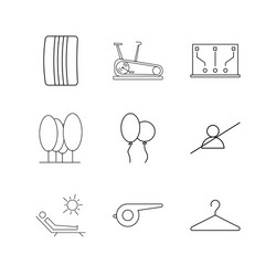 Sport and wellness linear icon set simple outline vector