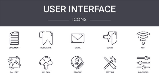 user interface concept line icons set contains vector image
