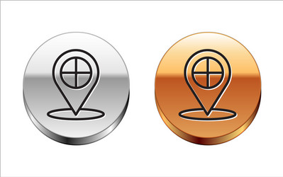 black line map pointer with taxi icon isolated vector image