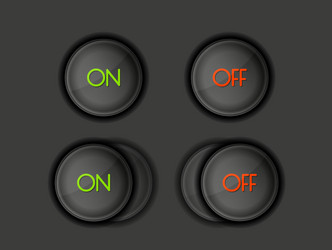 Buttons with on and off text vector