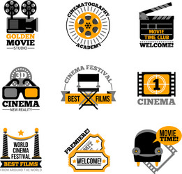 cinema and film labels vector