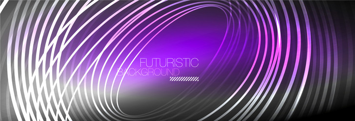 dark abstract background with glowing neon circles vector image